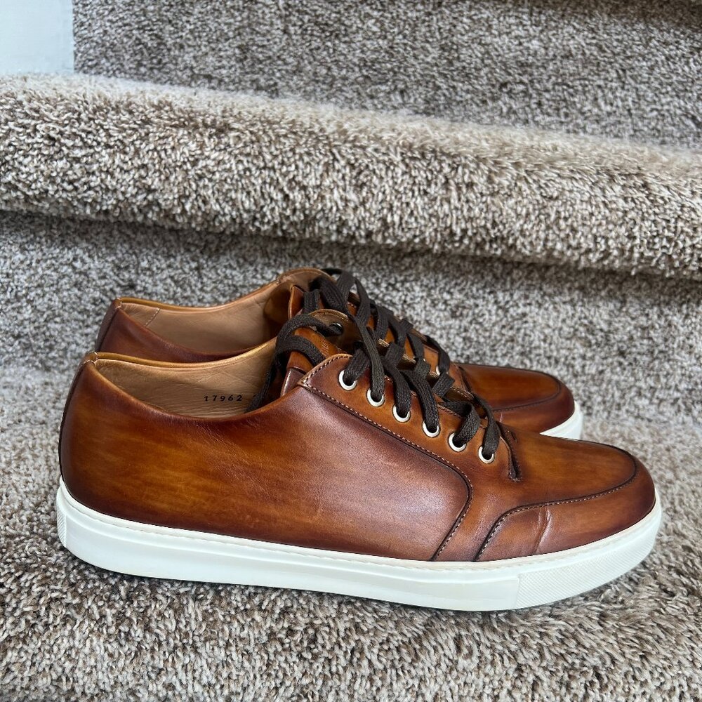 Magnanni Men's Toffee Leather Lace-Up Low Top Sneaker Shoes Size 11.5 M